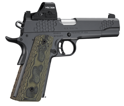 Kimber KHX Custom Optic Package 9mm 9+1 5" Stainless Match Grade Barrel, KimPro II Gray Serrated Stainless Steel Slide, Kimpro II Gray Stainless Steel Frame w/Beavertail, G10 Grip, Holosun HE507C-GR-X2 Red Dot