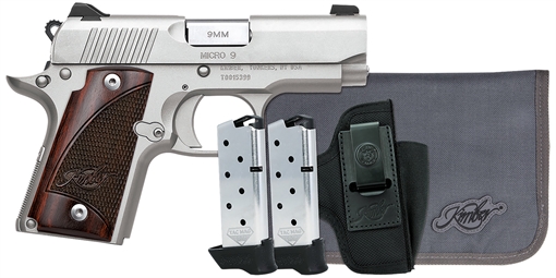 Kimber Mfg, Inc Micro 9 RTC Bundle Micro Frame 9mm Luger 7+1 3.15" Stainless Match Grade Barrel, Kimpro II Silver Serrated Slide, Kimpro II Silver Aluminum Frame w/Beavertail, Rosewood Grip 3300250