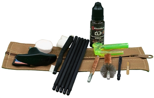Kleen-Bore Compact Military/LE 556 Rifle Tactical Kit, Cleaning Kit, Fits.223/5.56MM Rifles, Coyote Case KB-MLE-5.56