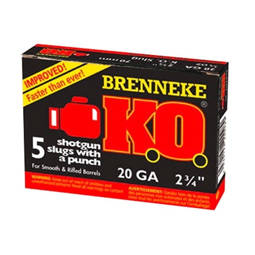 Brenneke Usa K.O. 20 GAUGE 2-3/4'' 3/4OZ RIFLED SLUG 5/BOX SL-202KO