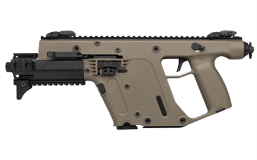 KRISS USA, Inc Vector G2 SDP-E, Pistol, Semi-automatic, 10MM, 6.5" Barrel, Threaded Barrel, Polymer, Flat Dark Earth, Folding Sights, 33 Rounds, KRISS Recoil Mitigation System, 1 Magazine, Mini Handguard, Thread Protector KV10-PFD30