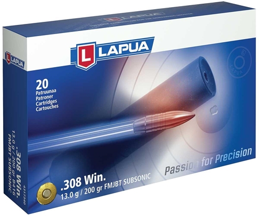 Lapua Rifle Ammunition .308 Win Subsonic 200 gr FMJ-BT 20/Box 4317340