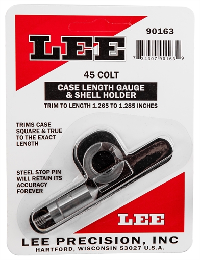Lee Precision Case Length Gauge 45 Colt (LC) Steel Works With Cutter/Lock Stud Includes Shell Holder 90163