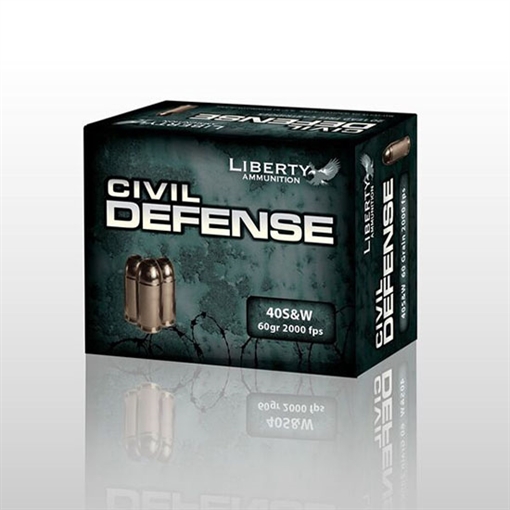 Liberty Ammunition Civil Defense 40S&W 60gr Lead Free Fragmenting Hollow Point 20 Per Box/50 Case LA-CD-40-012