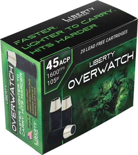 Liberty Ammunition OverWatch 45ACP 105gr Open Cavity Design 20 Per Box/50 Case LA-OW45-105-1600