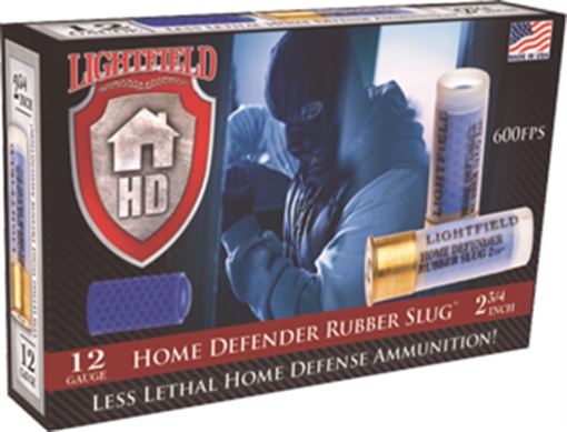 LIGHTFIELD HOME DEFENSE AMO 12GA 2.75 IN LESS LETHAL RUBBER SLUG 5RD ( 10 BOX CASE ) LHDRS-12 LHDRS12