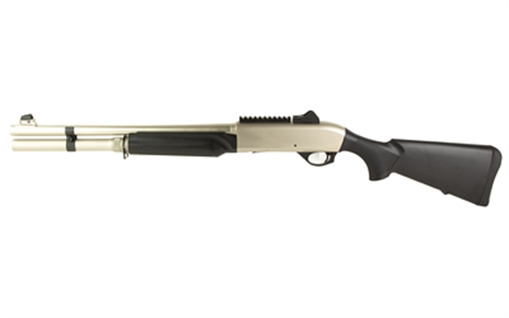 Military Arms Corporation MAC 2 Tactical Marine, Semi-automatic Shotgun, 12 Gauge, 3" Chamber, 18.5" Barrel, Polymer Stock and Forearm, Electroless Nickel Marine Finish, Ghost Ring Rear and Blade Front Sights, 5 Rounds, Includes Benelli/Mobil Pattern Choke