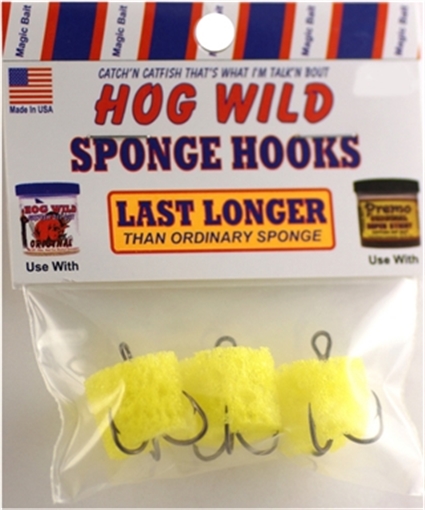 MAGIC BAIT HOG WILD SPONGE HOOKS #4 3PK MAGIC-SH4