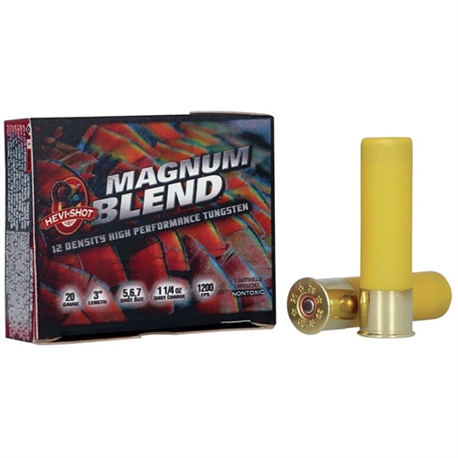 HEVI-Shot HS00567 Magnum Blend 20Gauge 3" 1 1/4oz Tungsten 5/6/7Shot 5 Per Box/10 Case HS00567 HS567
