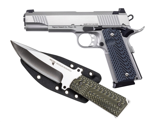 MAGN RSRH DE1911 9MM "G" 5" STS PSTL W FXD SIGHTS AND KNIFE DE1911G9SS-K DE1911G9SSK