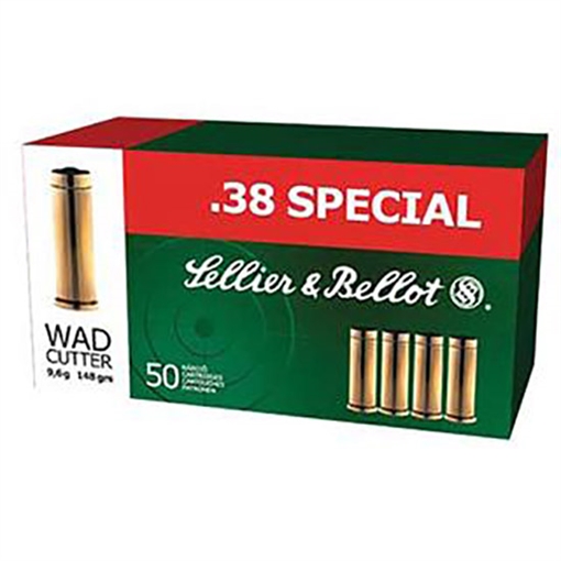 Sellier & Bellot Handgun 38Special 148gr Wadcutter 50 Per Box/24 Case SB38B