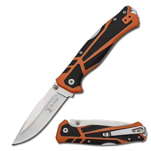 Master Cutlery Elk Ridge Trek Folding Knife 3 1/2" Blade Orange and Black ER-TKFDR001