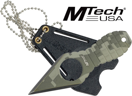 MC MTECH 2.25" SPEAR POINT NECK KNIFE W/SHEATH STONEWASH MT588DG
