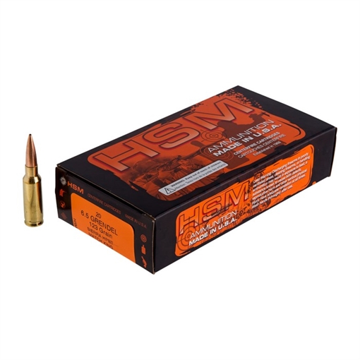 Hsm Ammunition 6.5MM GRENDEL 123GR HOLLOW POINT BOAT TAIL 20/BOX HSM-65Grendel-2-N