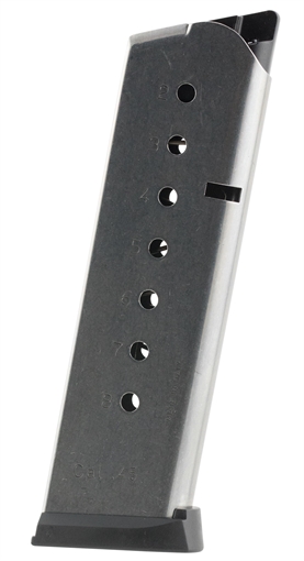 Mec-Gar 1911 Govt Handgun Magazine with Plastic Removable Buttplate & Follower .45 ACP HT Stainless Steel 8/rds High Cap MGCG4508SPF