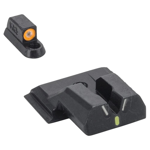 Meprolight Hyper Bright V-Sight Fixed Pistol Set for S&W M&P Shield Green with Orange Front 417753131