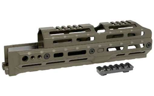 Midwest Industries ALPHA Series, 10" M-LOK Handguard, Fits AK-47 & AK-74 Stamped Receiver Variants, Anodized Finish, Olive Drab Green. MI-AK-ALPHA-10.0-ODG