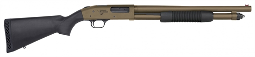 Mossberg 590, Thunder Ranch, Pump Action Shotgun, 12 Gauge, 3" Chamber, 18.5" Barrel, Cerakote Finish, Patriot Brown, Optic Ready (Shield RMSc Footprint), Green Fiber Optic Front Sight, Polymer Furniture, 6 Rounds 50781