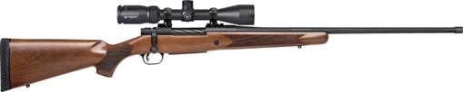 Mossberg Patriot w/Optic Full Size 7mm PRC 3+1 24" Matte Blued Fluted Threaded Barrel, Matte Blued Drilled & Tapped Receiver, Walnut Fixed Stock, Vortex Crossfire II 3-9x40mm Scope, Right Hand 28240