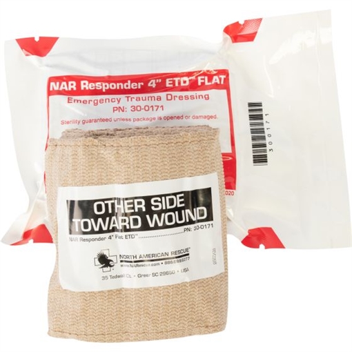 North American Rescue Responder Emergency Trauma Dressing - 4'' Flat 30-0171