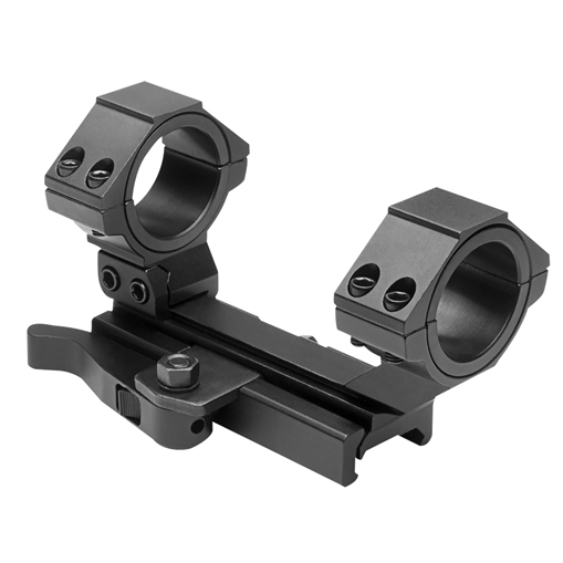 NcSTAR AR15 Adjustable Scope Mount QR, Black, Fits Picatinny Rails, Supports 30mm or 1" Scope, Includes 1" Inserts MARCQ