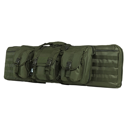 NCSTAR DOUBLE CARBINE CASE 42" OD GREEN NYLON W/ SHOULDER STRAPS AND 3 ACC POCKETS CVDC2946G-42