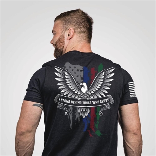 Nine Line I Stand Behind Those Who Serve Short Sleeve Shirt Black S ISBTWS-TS-BLACK-S