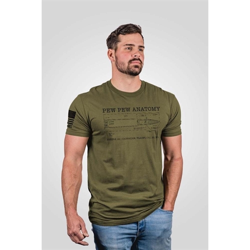 Nine Line Pew Pew Anatomy Short Sleeve Shirt Military Green XL PEWTOMY-TS-MILITARYGREEN-XL