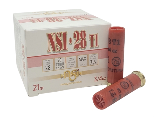 Nobel NSI 28T1 Shotshell 28 ga 2-3/4" 3/4 oz 1300 fps #7.5 25/ct ANS2875