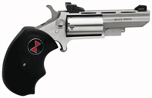 North American Arms Black Widow, Single Action Only, Revolver, 22LR/22 WMR, 2" Barrel, Stainless Steel, Silver, Rubber Grips, Adjustable Sights, 5 Rounds NAA-BWCA