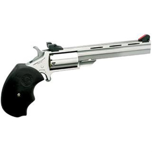 North American Arms Mini Master, Single Action Only, Revolver, 22LR/22 WMR, 4" Barrel, Stainless Steel, Silver, Rubber Grips, Adjustable Sights, 5 Rounds NAA-MMTC