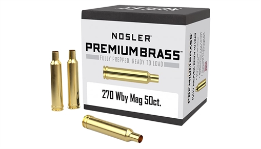 Nosler Premium Brass Unprimed Cases 270WthbyMag Rifle Brass 50/Box 10147