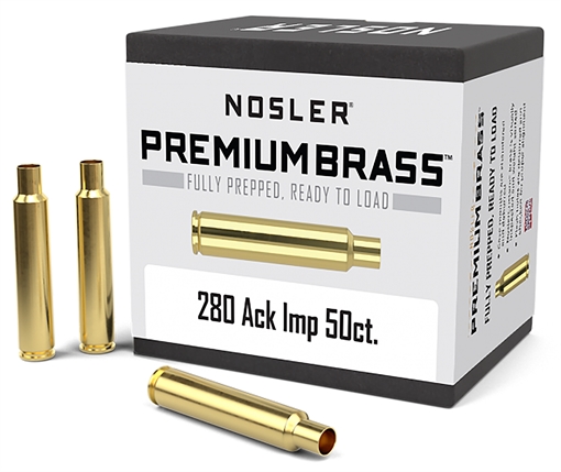 Nosler Premium Brass Unprimed Cases 280AckleyImproved Rifle Brass 50/Box 10175