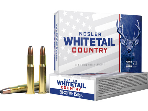 Nosler Whitetail Country 30-30 Winchester, 150gr, Solid Based Nose Bullet, 20rd Box