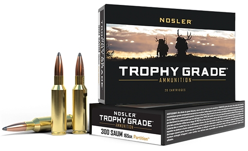 Nosler Trophy Grade 300RemSAUM 165gr Nosler Spitzer Partition 20 Per Box/10 Case 60061
