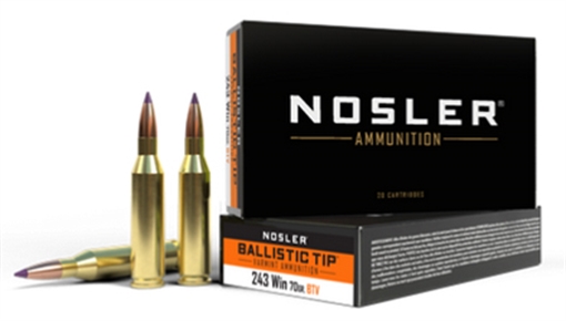 Nosler Nosler Ballistic Tip Rifle Ammunition 243 Win 70 gr. SP 20 rd. 40041