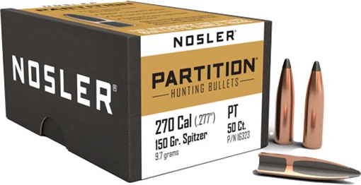 Nosler Nosler Partition Bullets .270 Cal. 150 gr. Spitzer Point 50 pk. 16323