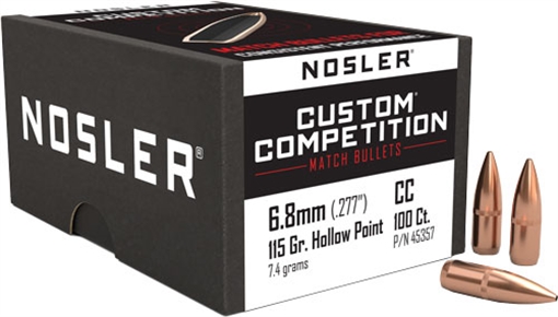 Nosler Custom Competition Bullets 6.8mm .277" 115 gr HPBT CANN 100/ct 45357