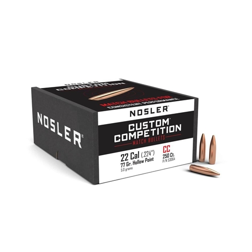 Nosler Custom Competition Bullets .22 cal .224" 77 gr HPBT 250/ct 53064