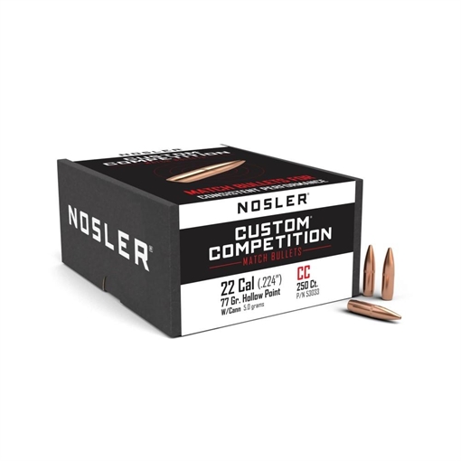 Nosler Custom Competition Bullets .22 cal .224" 77 gr HPBT w CANN 250/ct 53033