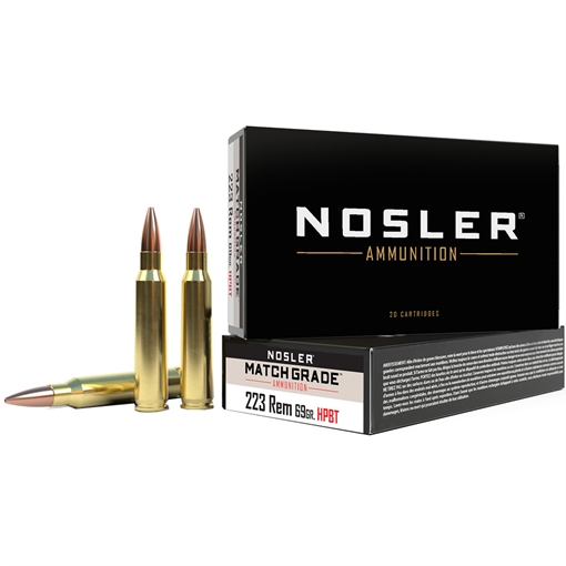 Nosler Match Grade 223Rem 69gr Custom Competition Hollow Point Boat Tail 20 Per Box/20 Case 60023