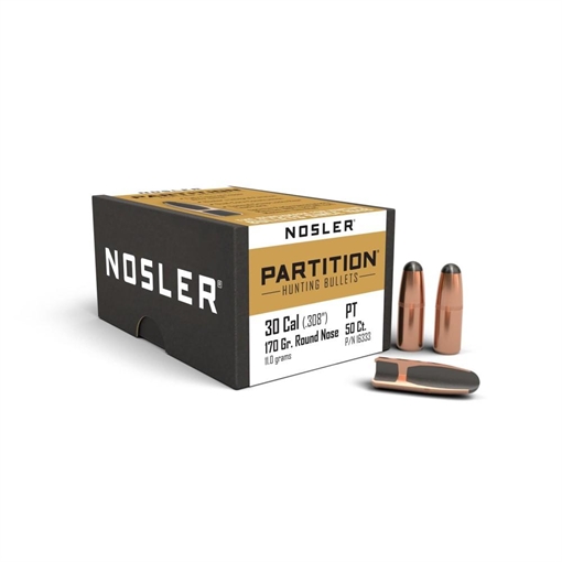 Nosler Nosler Partition Bullets .30 Cal. 170 gr. Round Nose 50 pk. 16333