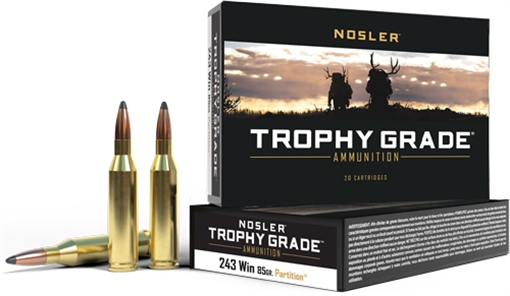 Nosler Trophy Grade 243Win 85gr Nosler Spitzer Partition 20 Per Box/10 Case 60002