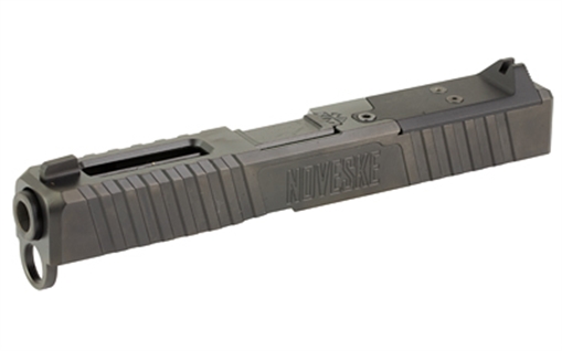 Noveske DM Slide, Noveske Barrel, DLC Finish, Black, Direct Mount Optics Ready, Fits Glock 19 Gen 4, Includes Noveske End Plate, Cover Plate w/Rear Sight, Front Sight 03002700