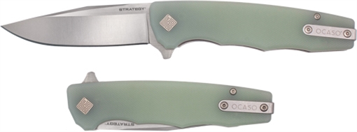 OCASO KNIVES STRATEGY 3.5" FLD JADE G-10/SATIN D2 29JGD