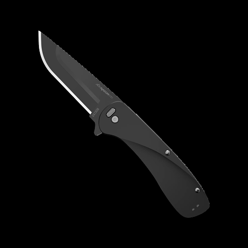 Outdoor Edge Razor VX1, Folding Knife, Plain Edge, 3" Blade Length, 7.3" Overall Length, 420J2 Stainless Steel, Includes (2) Standard Plain Edge and (1) Partially Serrated Blade, Anodized Black Finish, Aluminum Scales, Stainless Steel Blade Holder, Reversi
