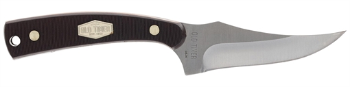 Old Timer Sharpfinger 1.60"/3.25" Folding/Fixed Plain Satin Stainless Steel Blade 2.20"/3.75" Brown w/Brass Sawcut Handle 1227067
