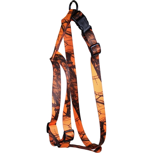 Omnipet Kwik Klip Adjustable Nylon Pet Harness 3/4" 1 Ply Mossy Oak Blaze Orange Camo Large 17M-BLZ