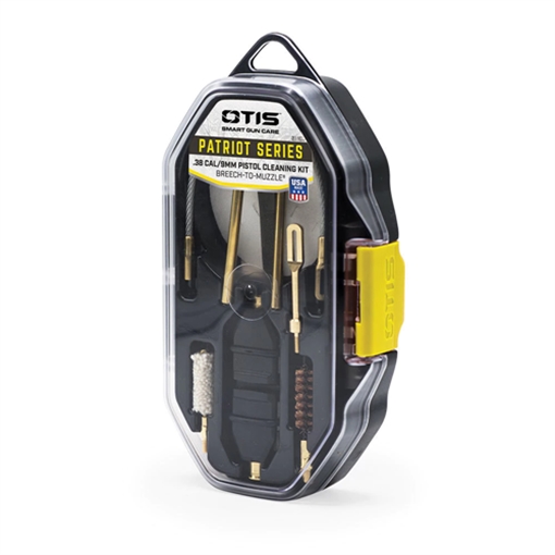 Otis Patriot Cleaning Kit 9mm Pistol/15 Pieces Yellow Plastic Box Case FG-701-9MM