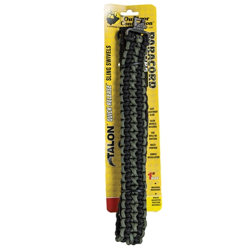 Outdoor Connection Paracord Sling 1" W x 43" L Adjustable Black w/Green Accents for Rifle/Shotgun PCS80569